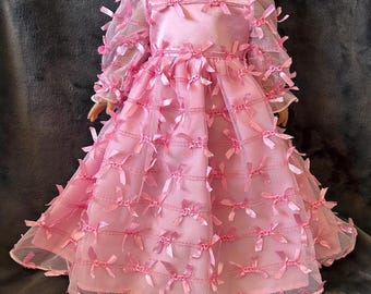 Handmade Original Design Outfit for 18inch Doll - Pink Bowed Princess Dress