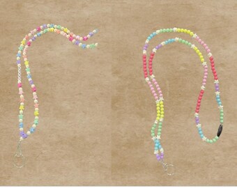 Colorful Acrylic Bead Lanyards, Colorful Teacher Lanyards, Rainbow Lanyards