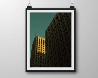 Detroit Wall Art Street Fotografía Póster Imprimir Downtown