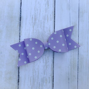 Lavender Polk Dot Bow, Purple Hair Bow, Faux Leather Bow, Purple Faux Leather Hair Clip, Polka Dot Bow, Faux Leather Polka Dot Bow