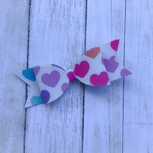 Faux Leather Hair Bow, Multi Colored Bow, Heart Hair Bow, Valentine's Day Bow, Faux Leather Bow, Hair Bow