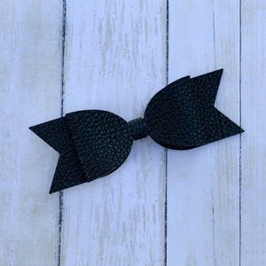 Black Hair Bow, Black Hair Accessory, Leather Bow, Toddler Hair Bow, Black Hair Bows
