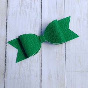 Faux Leather Bow, Green Faux Leather Bow, Green Hair Bow, Green Hair Clip