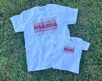 Red Mama & Mini T-Shirt Set, Mama and Mini Matching T-Shirts, Mother's Day T-Shirts, Mother and Daughter Shirt Set