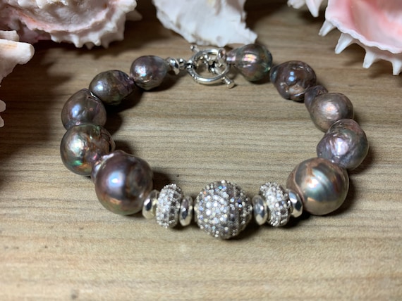 Freshwater baroque pearl statement bracelet