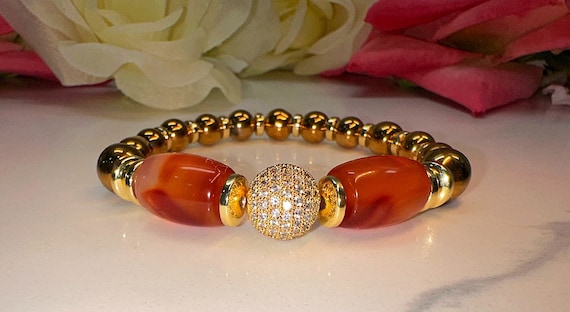 Red Orange Agate Bracelet