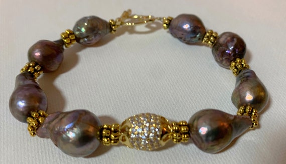 Large Pearl Bracelet and Drop Earring Set