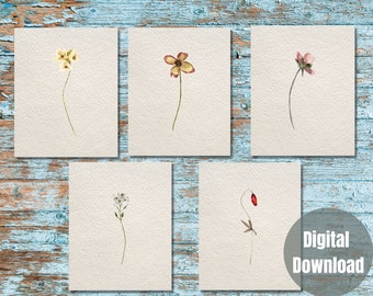 Wildflower Print Set of 5 | Botanical Wall Art | Watercolor Flowers | Home Decor Living | Floral Printable Wall Art | Instant Download