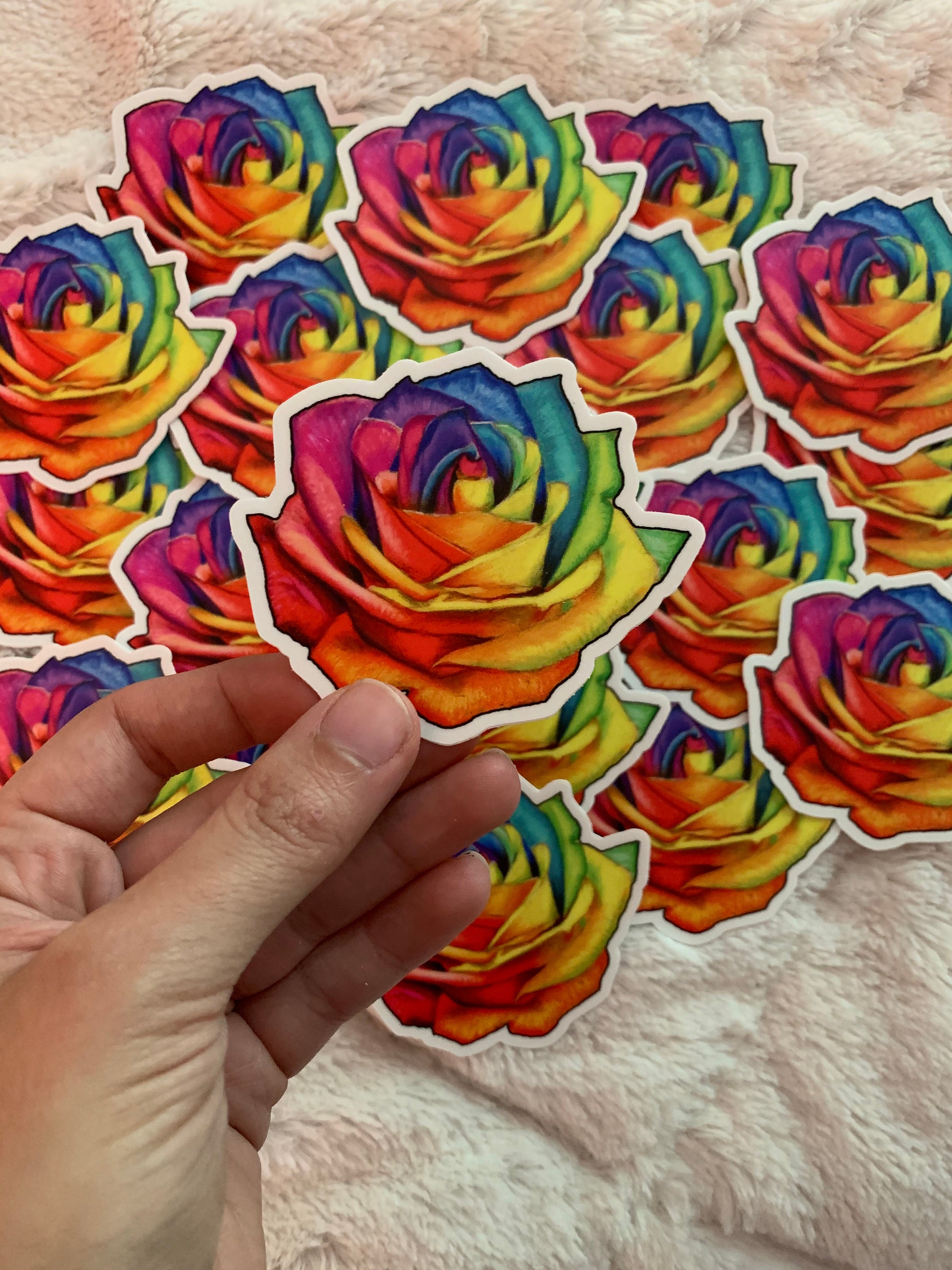 Little Roses Stickers Rose Sticker, 3 Inch Vinyl Sticker, Rainbow Rose, Floral Sticker ...