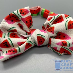Watermelon bow headband, adjustable headband, cochlear headband, cochlear implant headband, hearing aid headband, ear suspenders, girl,
