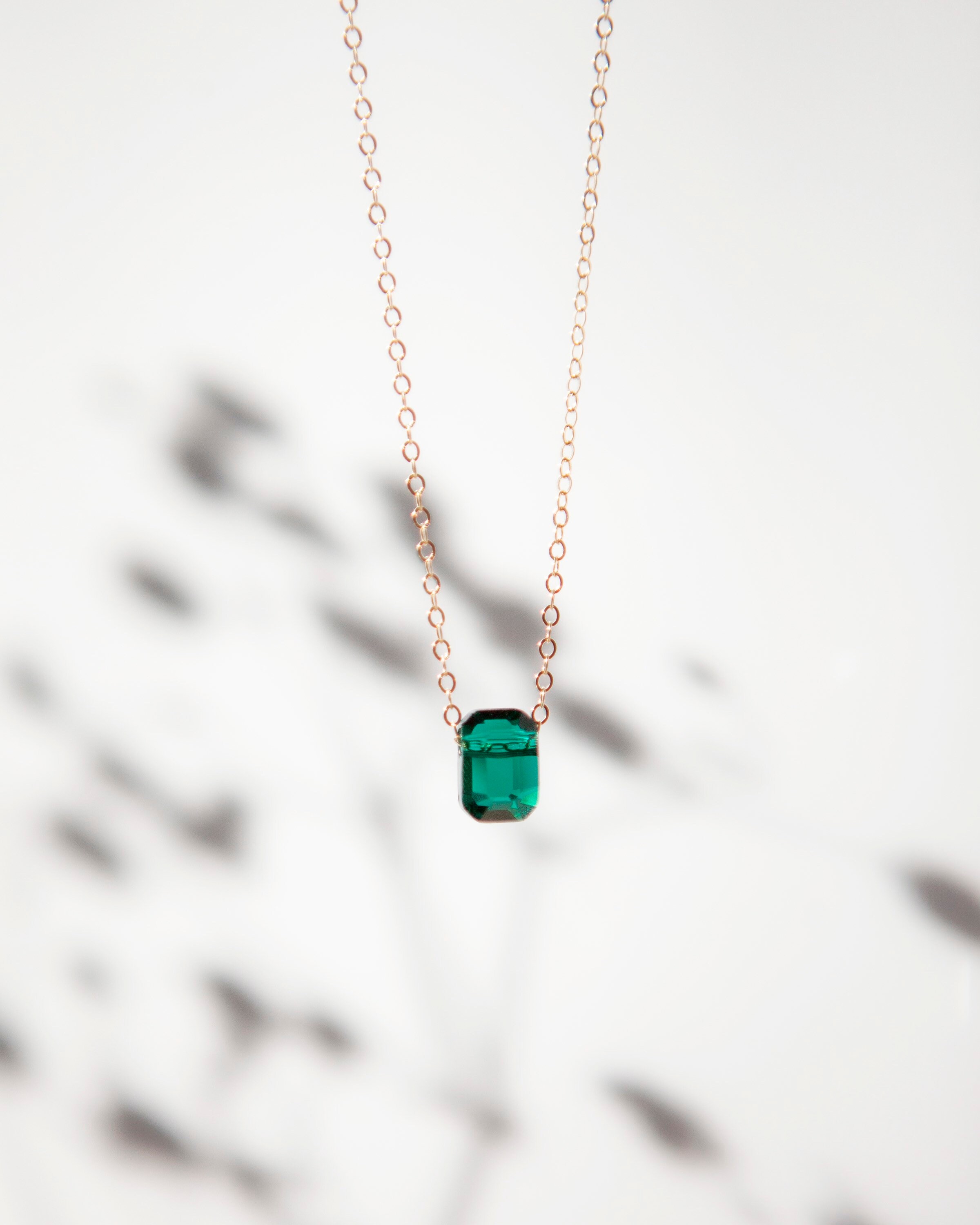 Green Emerald Cut Swarovski Necklace 
