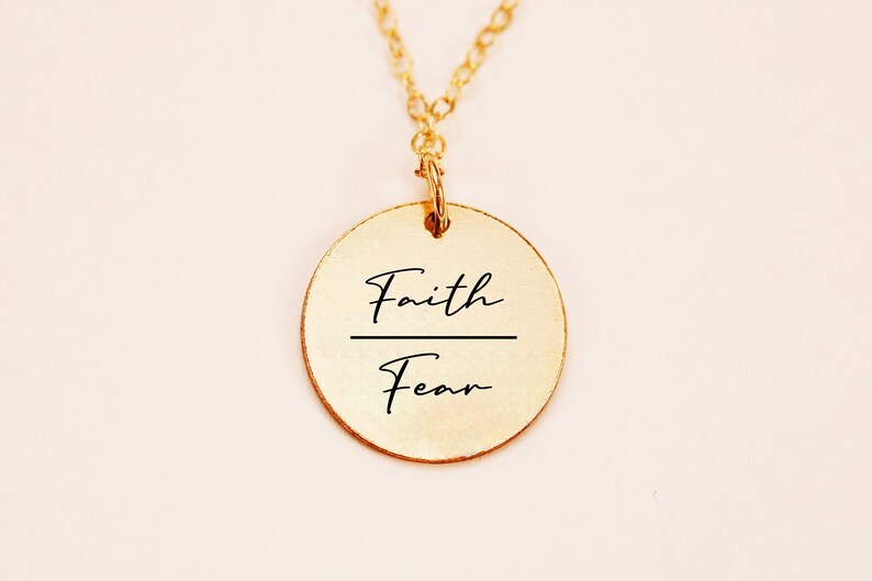 Faith Over Fear Necklace Faith Necklace Fe Engraved Gold Etsy UK