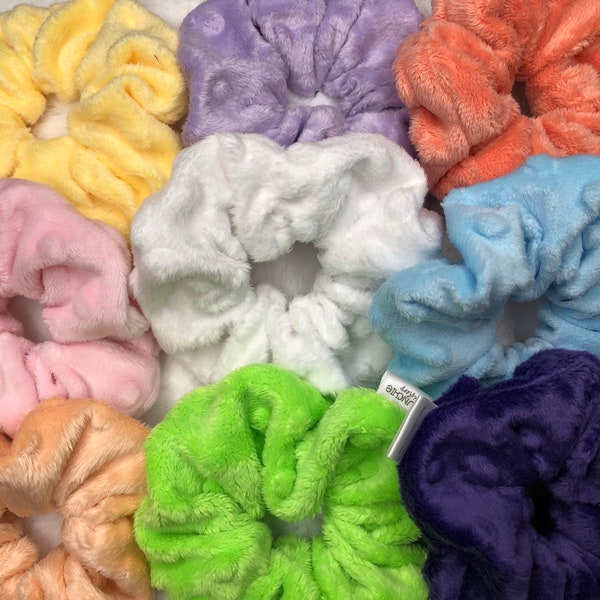 Minky Dot Soft Scrunchies | 9 colors | Group B | Gift for girls | stocking stuffer | Minky Blanket fabric