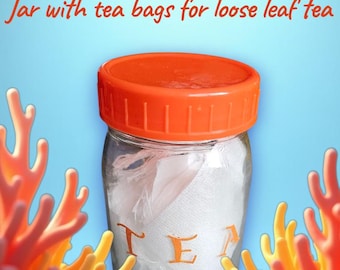 Glass Jar with Cloth Tea Bags: Loose Leaf Tea Storage