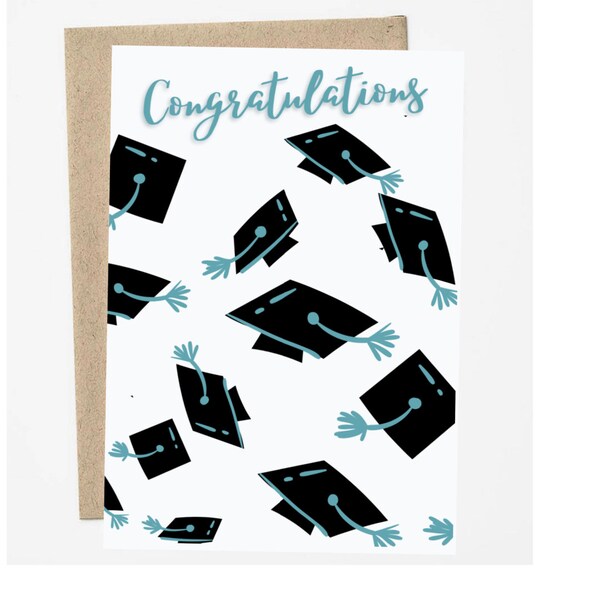 Teal & Black Graduation Card