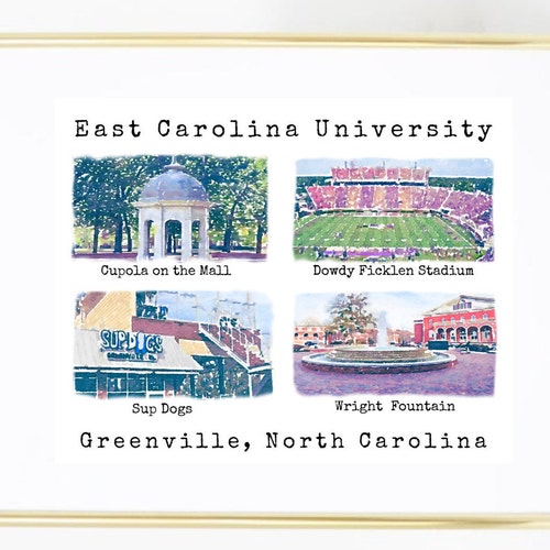 East Carolina University Poster Set Etsy