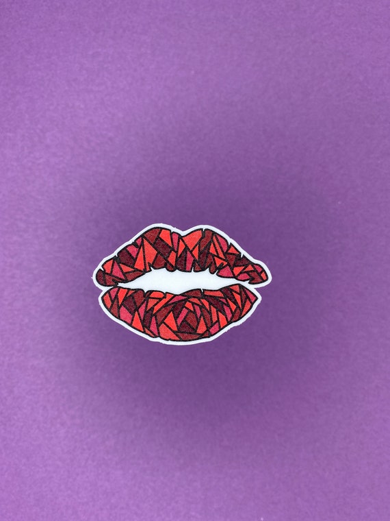 Stained Glass Lipstick Kiss Lip Sticker Etsy