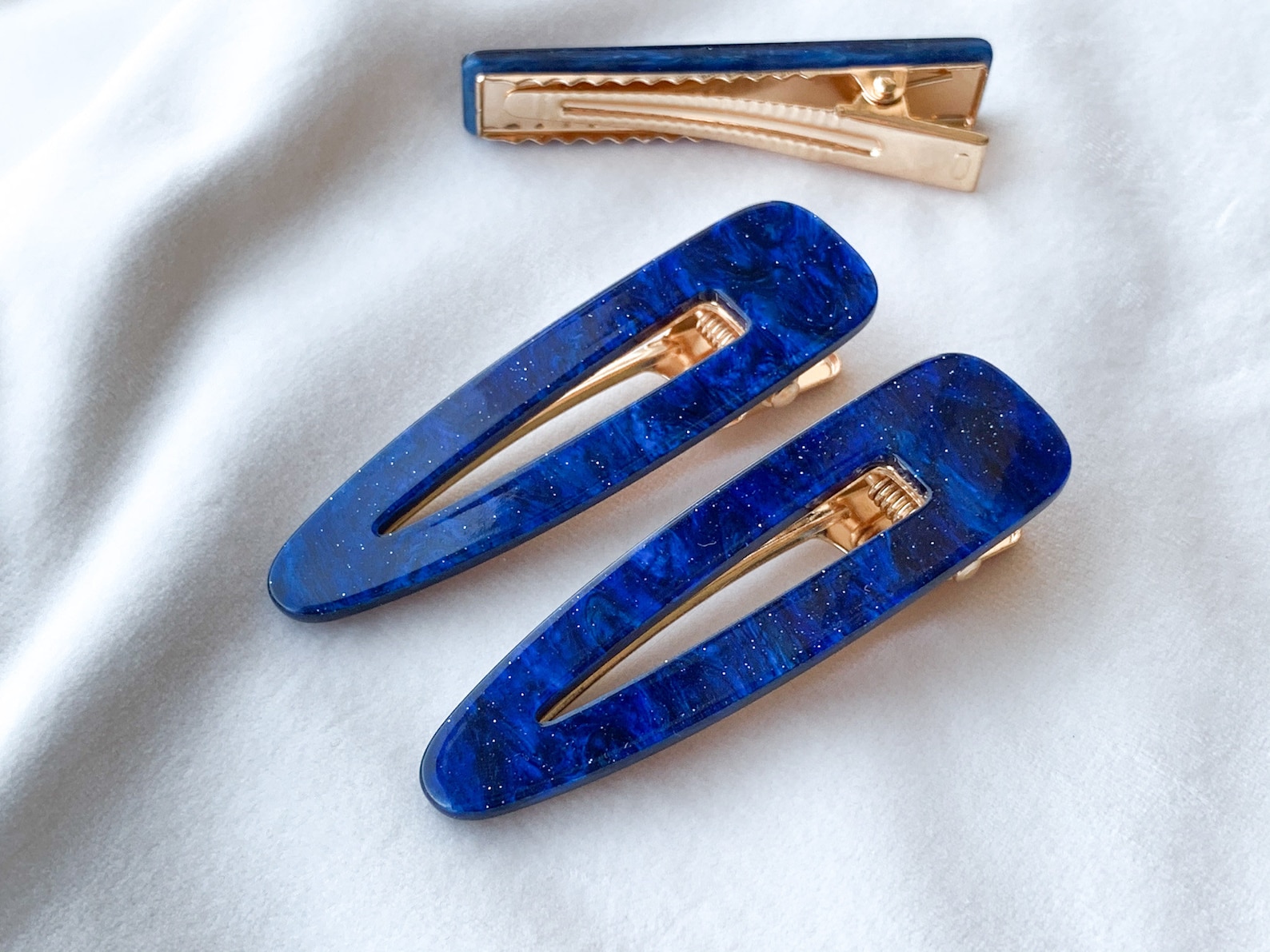 Blue hair clips extensions - wide 10