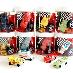Cars Party Favors for Kids, Race Car Playdough Jars, Boys Birthday Party Favors, Sensory Toy Gift, Lightning Party Theme, Car Birthday