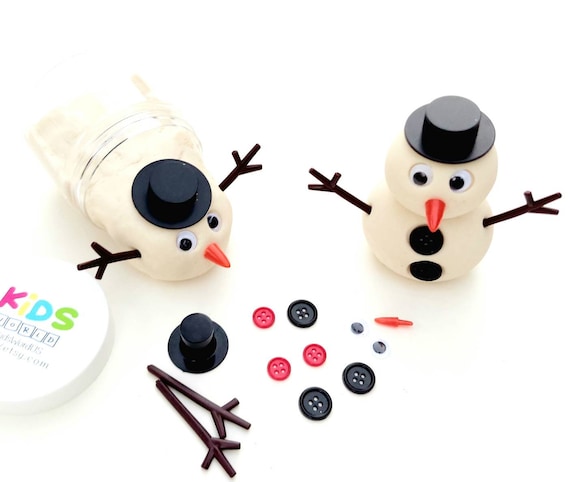 Snowman Playdough Kit, Build a Snowman Kit, Christmas Playdough Jars,  Christmas Sensory Kit, Christmas Sensory Bin, Kids Stocking Stuffers 