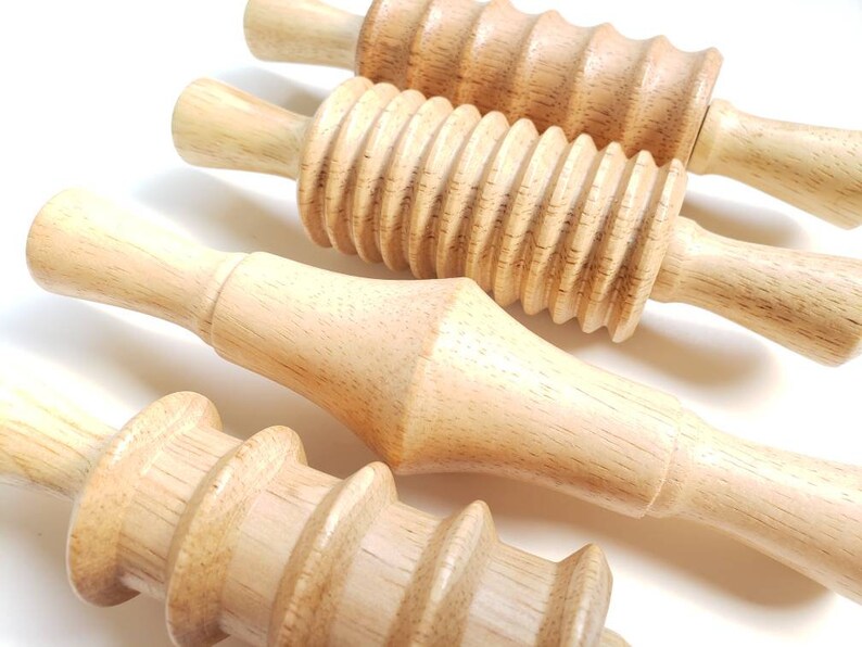 4 Wooden Textured Playdough Rollers Dough Rolling Pins Etsy