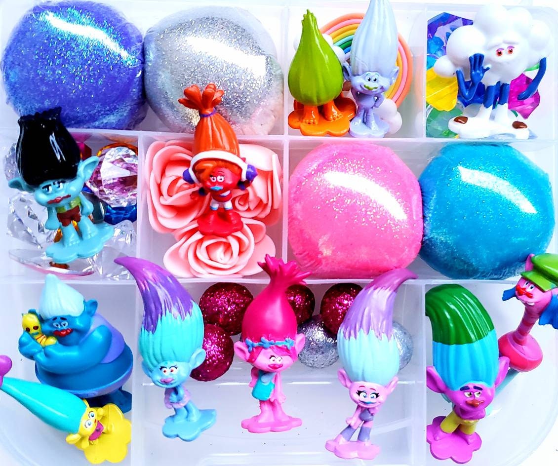 Trolls Playdough Kit, Sensory Kit, Sensory Bin, Trolls Party Favors, Birthday Gifts for Kids, Playdoh Kit, Easter Basket Stuffers, Playdoh