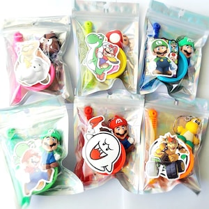 Mario Theme Party Favor Bags, Video Game Birthday Party Favors, Kids Party Goodie Bags, Gaming Inspired Treat Bags