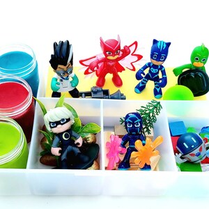 PJ Mask, Play Dough Kit, Sensory Bin, Sensory Kit, Pj Mask Birthday, Sensory Kit for Toddlers, Christmas Gifts for Kids, Playdough Kit