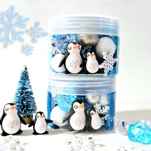 Penguin Party Favors, Winter Birthday Party, Playdough Jar, Gifts For Kids, Sensory Kit, Playdough Kit, Kids Party Favors, Valentines Gifts