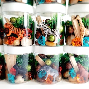 Zoo Party Favors, Playdough Jars for Kids, Safari Birthday Goodie Bags, Jungle Theme Party Favors, Zoo Animal Toys, Wild One Party Favor