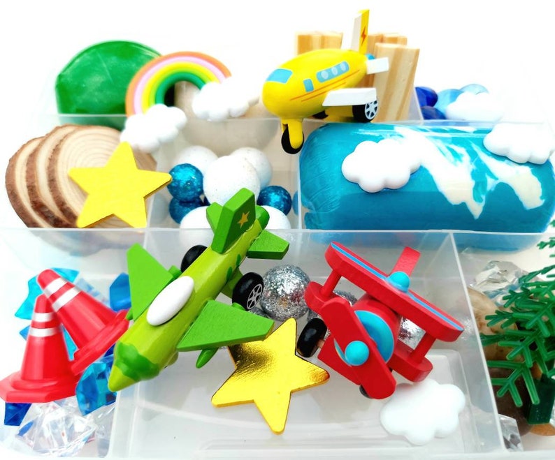 Wooden Airplane Playdough Kit Playdough Sensory Kit Kids Etsy