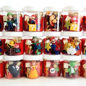 Mario Party Favors, Playdough Jars, Mario Playdough Kit, Play Dough Jar, Playdough Party Favor, Super Mario Birthday, Mario Goodie Bags