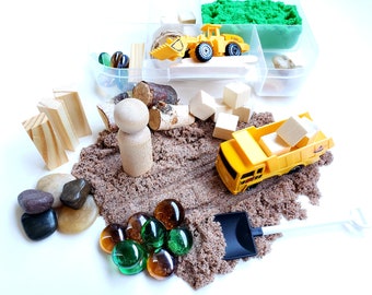 Construction Sensory Kit, Kinetic Sand Kit, Construction Sensory Bin, Sensory Kit, Sensory Box, Kinetic Sand, Sensory Kit for Kids, Sensory