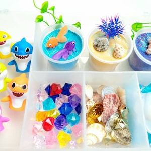 Baby Shark Playdough Kit, Sensory Kit, Sensory Bin, Baby Shark Birthday Gifts For Kids, Sensory Kit for Toddlers, Easter Gifts for Kids