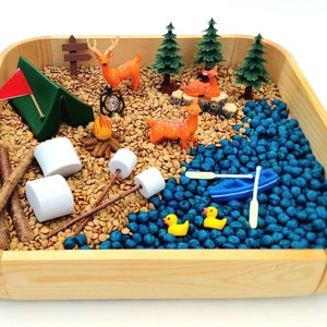 Camping Sensory Bin, Toddler Sensory Kit, Montessori Preschool Activity, Fall Kids Activity, Woodland Sensory Play, Birthday Gift for Kids