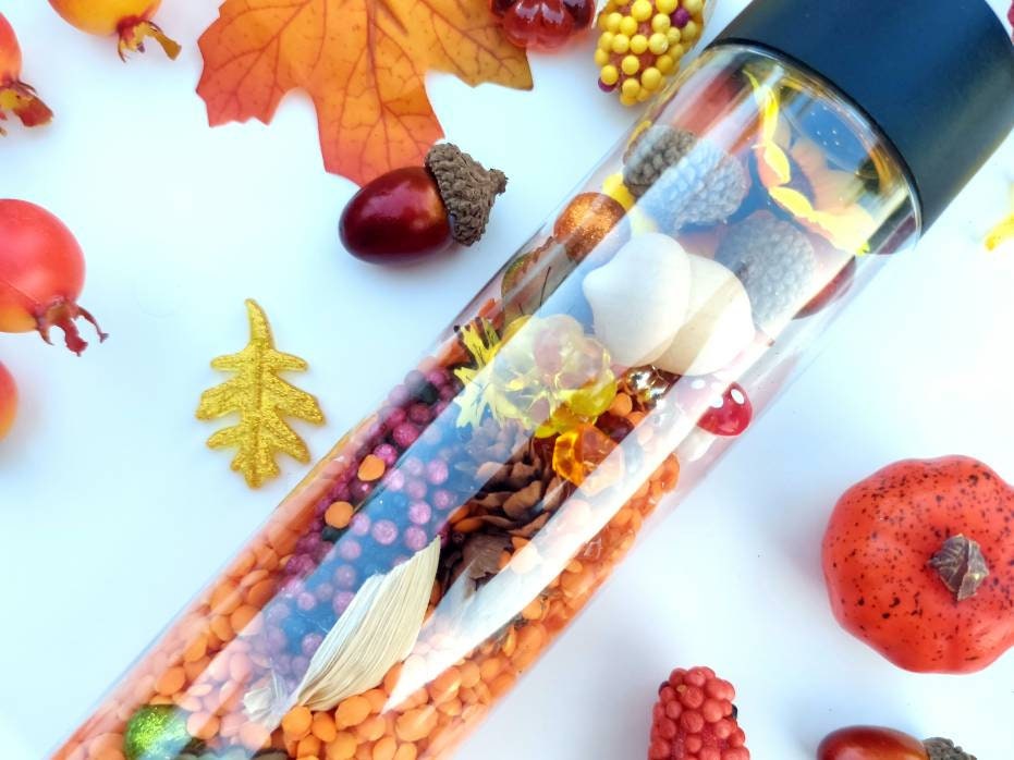 Fall Sensory Bottle, Sensory Bottle, Sensory Bottles for Toddlers, I Spy Bottle, Calm Down Bottle, Stress Relief Toy, Autism Sensory...