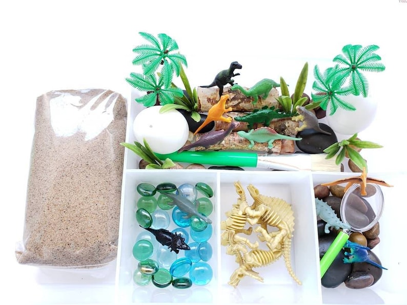 Loose Parts Small World Imaginative Play Open-ended Tinker Tray Playdough Sensory Bin Kids Gift Learning Dinosaurs Sensory Activity Set