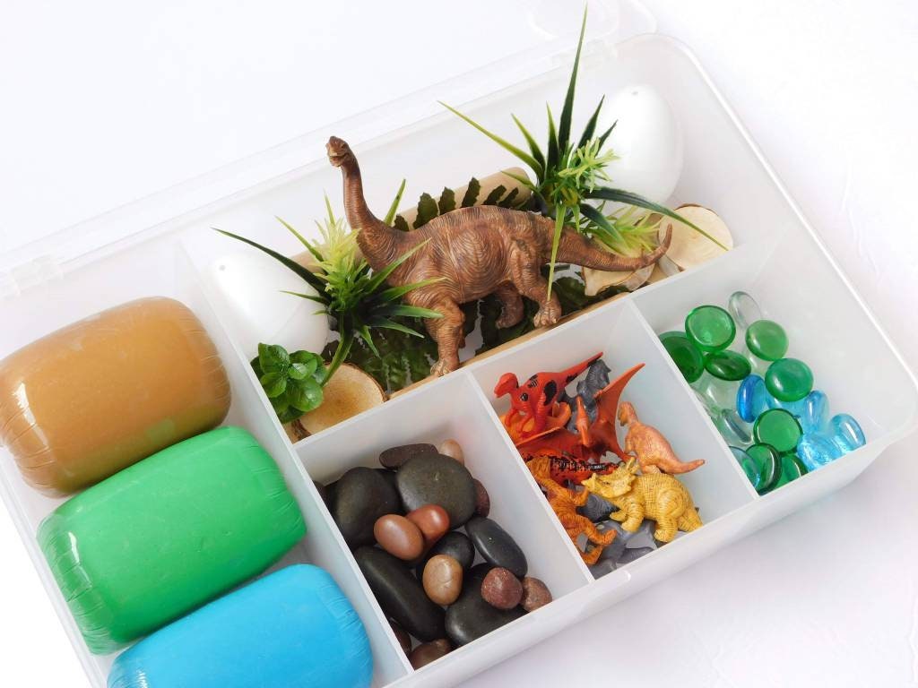 Dinosaur Playdough Kit, Dinosaur Sensory Kit, Playdough Kit, Play