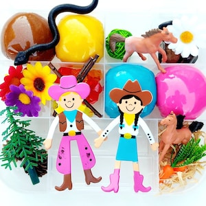 Cowgirl Playdough Kit, Sensory Kit, Playdough Kit, Sensory Kits, Sensory Bin, Sensory Kit for Kids, Girs Sensory Kit, Sensory Bin Kit