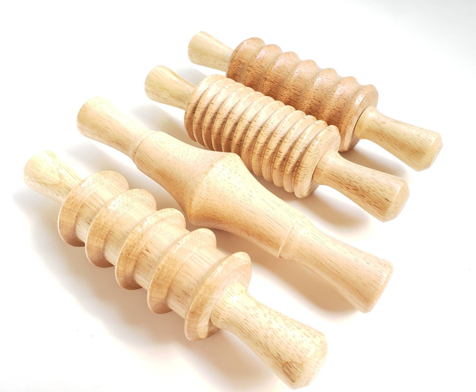 4 Wooden Textured Playdough Rollers Dough Rolling Pins Etsy