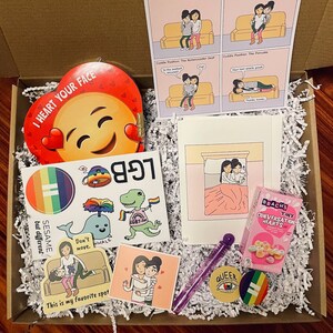 LGBTQ Anniversary Gift Package | Lesbian V-Day Box | Queer Valentine Gift Box | Gay Hearts Day Love Box | Cute LGBTQ Gift for Valentines