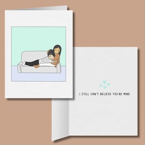 Je ne peux toujours pas croire que tu es à moi, carte lesbienne romantique, cadeau LGBT, carte d’anniversaire d’anniversaire de Noël saphique WLW, couple lesbien gay câlins