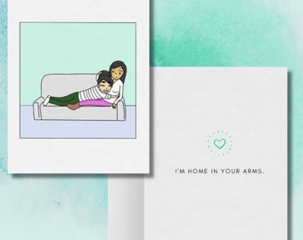 I'm Home in Your Arms | Romantic Lesbian Valentine's Day Card | Cute Loving LGBTQ Anniversary Gift | Sapphic WLW Relationship Greeting Card