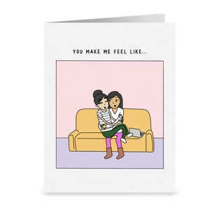 Mi fai sentire la ragazza più fortunata del mondo / Biglietto romantico per San Valentino lesbico o San Patrizio / Simpatico regalo per l'anniversario LGBTQ