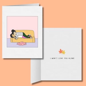 Je ne te laisserai pas seul | Carte lesbienne romantique mignonne | Cadeau d’anniversaire LGBTQ | WLW Sapphic Love Fall Autumn Cartes de vœux | Cartes saisonnières