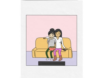 Je pourrais Netflix et me détendre avec toi toute la journée | Carte lesbienne romantique | Cadeau d’anniversaire LGBTQ mignon | Drôle de salutation saphique | Relation WLW