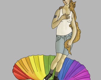 Aphrodite LGBTQ Vinyl Sticker | Gay & Lesbian Pride Sticker | Rainbow LGBTQ Sticker | Laptop Die-Cute Sticker | LGBTQ Pride | Queer Sticker