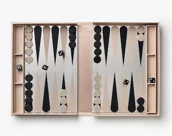 Luxury Modern Backgammon Set, Beige/Clear
