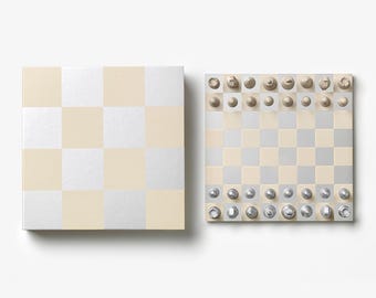 Luxury Chess Set (Beige/Silver), Modern Coffee Table Games