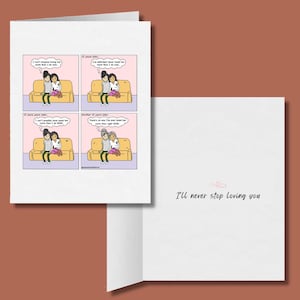 Je n'arrêterai jamais de vous aimer carte de voeux lesbienne romantique, jolis cadeaux d'anniversaire LGBTQ réconfortants, vieillir ensemble, bandes dessinées WLW Sapphic